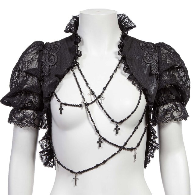 Short Sleeve Gothic Bolero Alicents Dreams in black or red-black