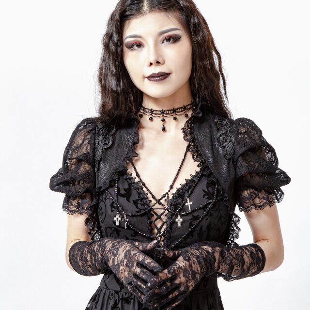 Short Sleeve Gothic Bolero Alicents Dreams in black or red-black