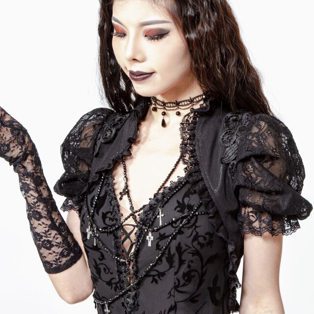 Short Sleeve Gothic Bolero Alicents Dreams in black or red-black
