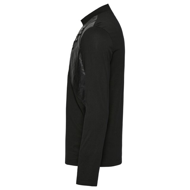PUNK RAVE Gothic Long Sleeve Shirt Thanos with faux leather application