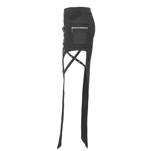 Long Gothic Punk Skirt Elektra with Slit and Cargo Pocket