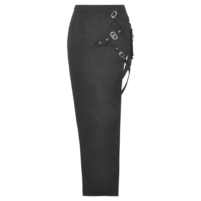 Long Gothic Punk Skirt Elektra with Slit and Cargo Pocket