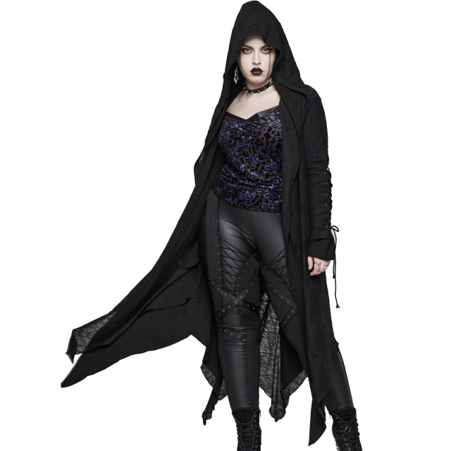 PUNK RAVE Long Tipped Cardigan with Hood | BOUDOIR NOIR