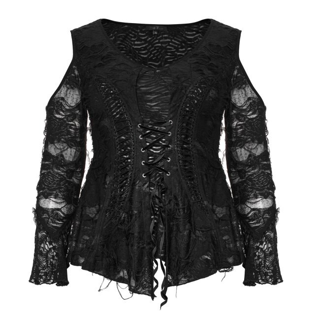 Schulterfreies Langarm-A-Linien-Shirt Lyriel 4XL-5XL