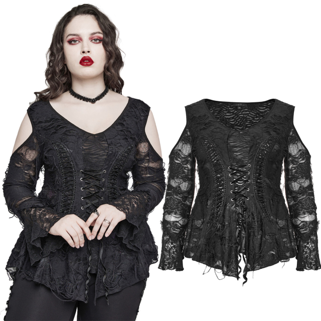 Tattered morbid A-line gothic shirt (DT-796BK) from the...