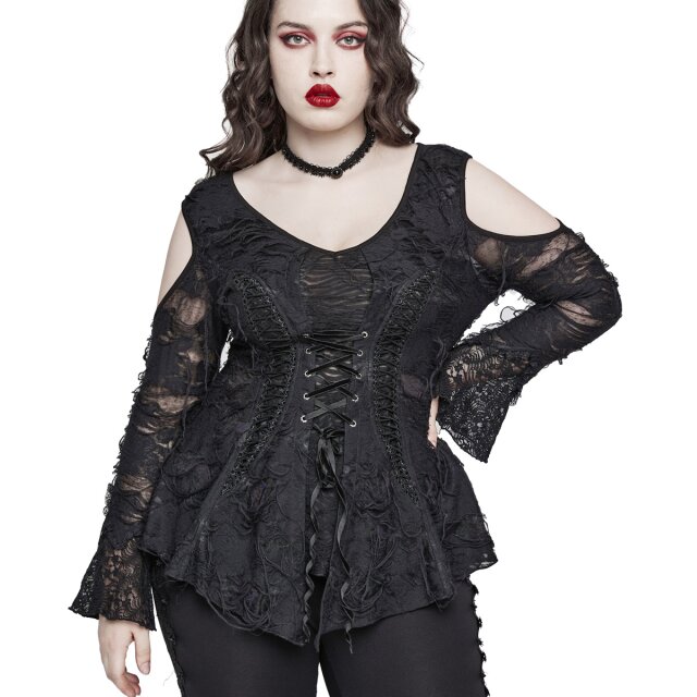 Schulterfreies Langarm-A-Linien-Shirt Lyriel XXL-3XL