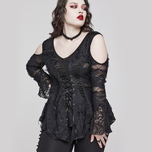 Schulterfreies Langarm-A-Linien-Shirt Lyriel XXL-3XL