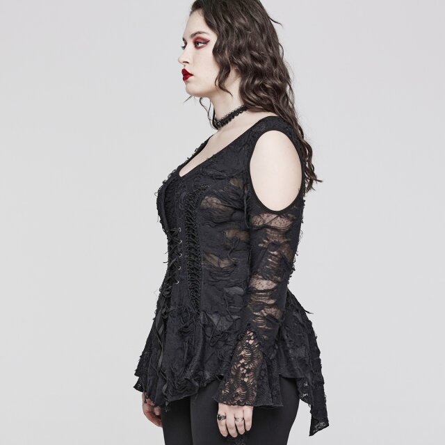 Schulterfreies Langarm-A-Linien-Shirt Lyriel XXL-3XL