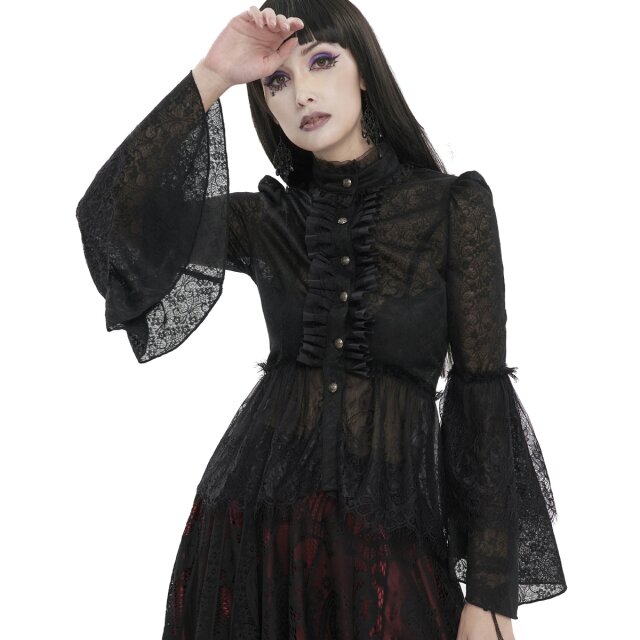 Transparente Victorian Goth Schößchenbluse Grevinna L
