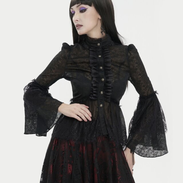 Transparente Victorian Goth Schößchenbluse Grevinna L