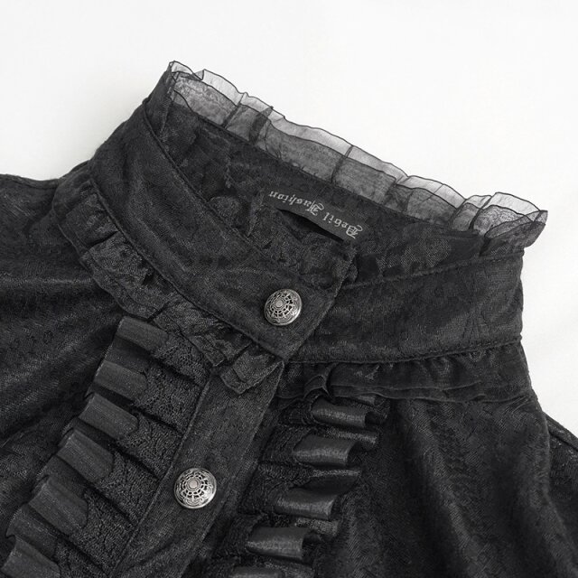 Transparente Victorian Goth Schößchenbluse Grevinna L