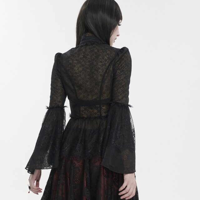 Transparente Victorian Goth Schößchenbluse Grevinna XS