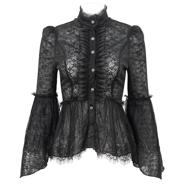 Transparente Victorian Goth Schößchenbluse Grevinna XS