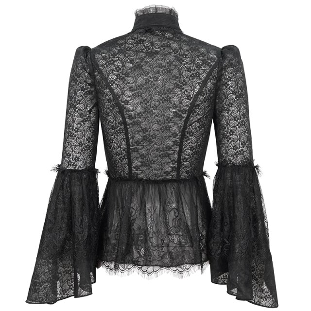 Transparente Victorian Goth Schößchenbluse Grevinna XS