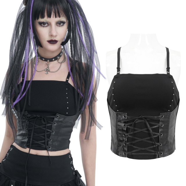 Devil Fashion Gothic strap shirt (TT240) in corset optics...