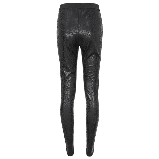 Shiny Gothic Leggings Moonless with Lace
