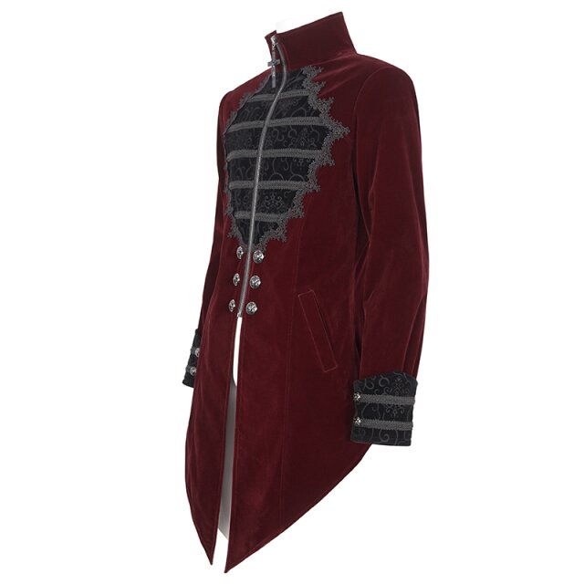 Victorian Goth Samtgehrock Götterdämmerung rot-3XL