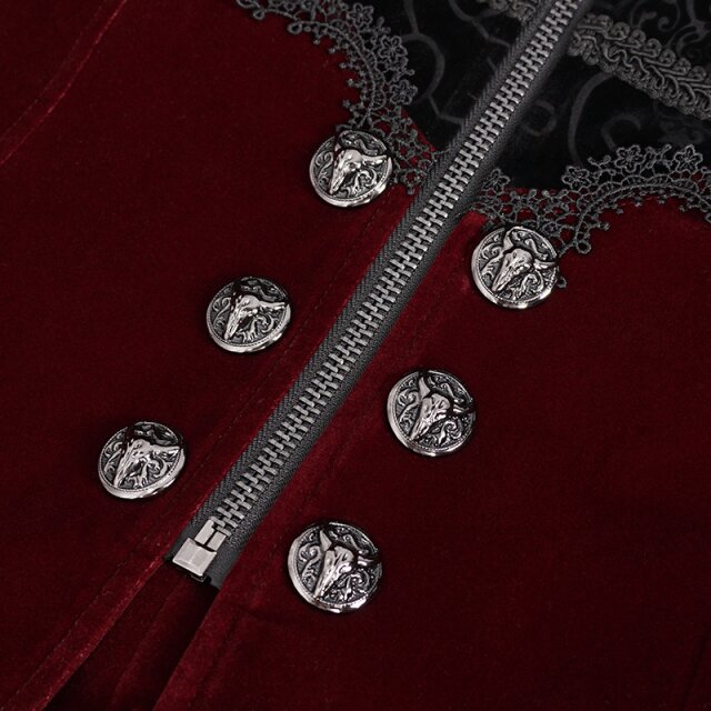 Victorian Goth Samtgehrock Götterdämmerung rot-4XL