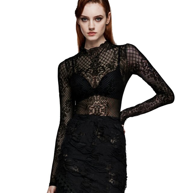 Transparent flocked long sleeve shirt Myrcella