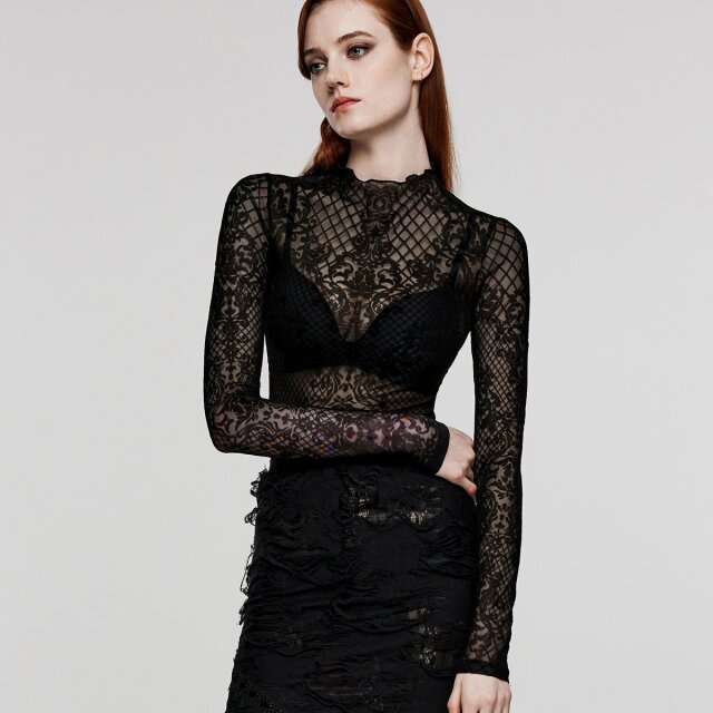 Transparent flocked long sleeve shirt Myrcella