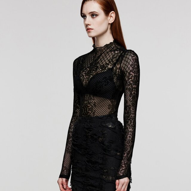 Transparent flocked long sleeve shirt Myrcella