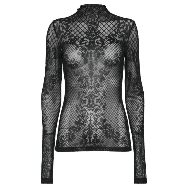 Transparent flocked long sleeve shirt Myrcella
