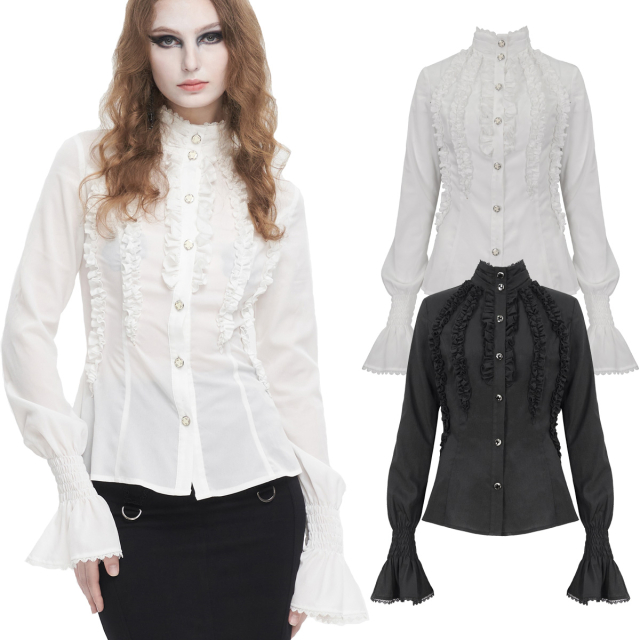Devil Fashion ruched shirt Baronessa in black or white