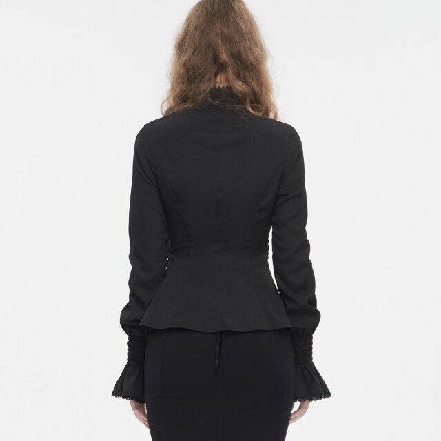 Devil Fashion Rüschenbluse Baronessa delle Ombre in schwarz oder weiß