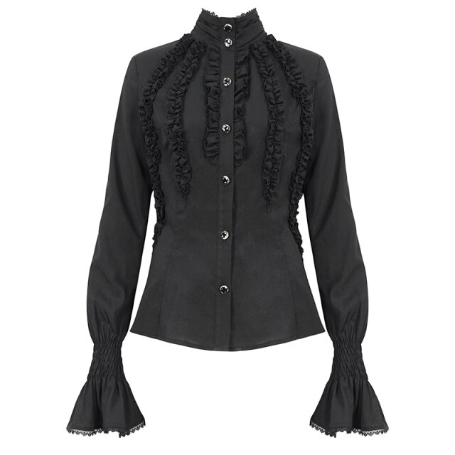 Devil Fashion Rüschenbluse Baronessa delle Ombre in schwarz oder weiß