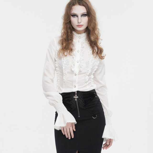 Devil Fashion ruched shirt Baronessa delle Ombre in black or white