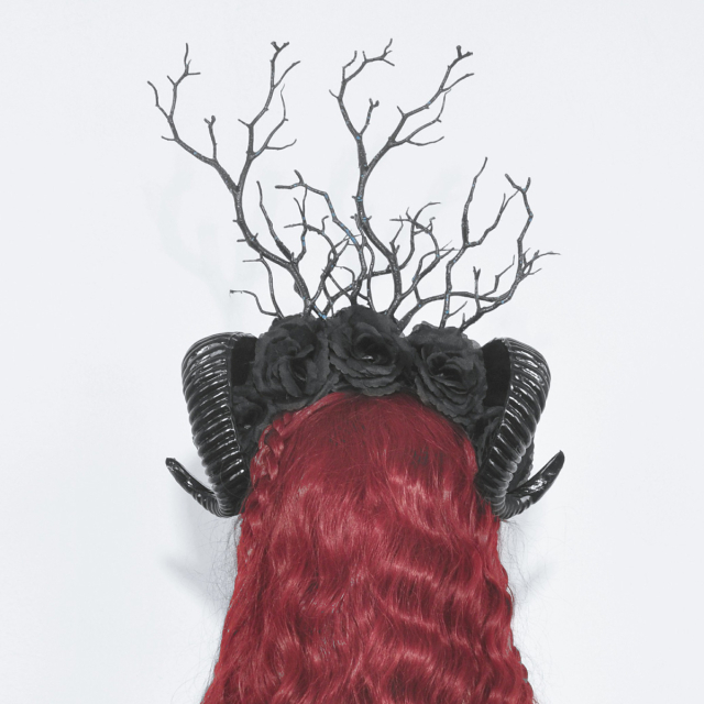 Gothic headband Rowena in wood elf look with horns