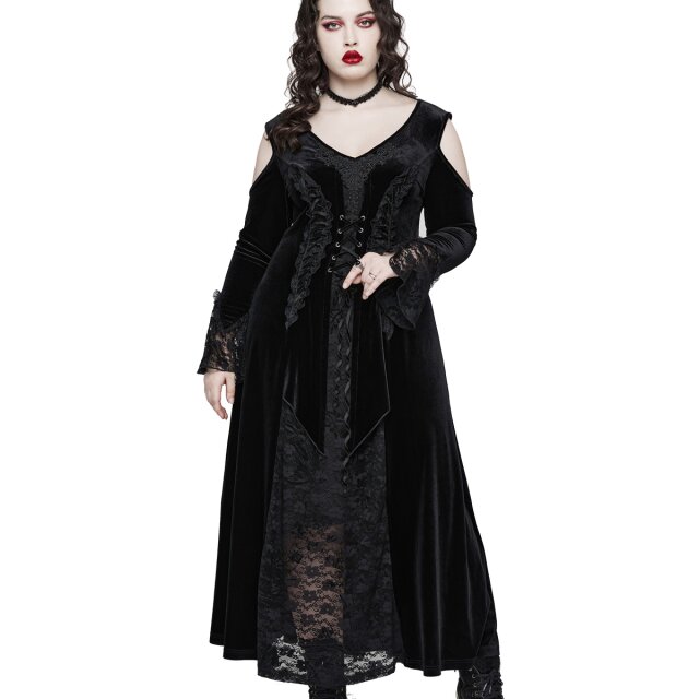 PUNK RAVE Plus Size Maxi Samtkleid Mystic Moonlit Nights