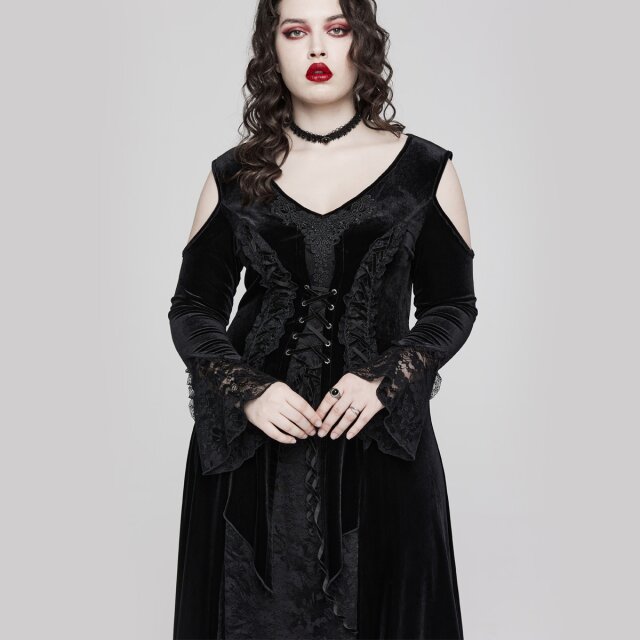 PUNK RAVE Plus Size Maxi Samtkleid Mystic Moonlit Nights