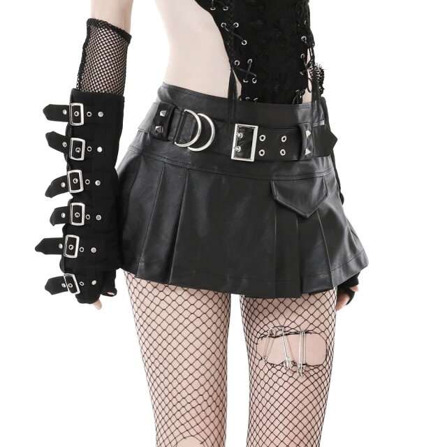 Ultra-short gothic pleated mini Bratty Behaviour made of faux leather