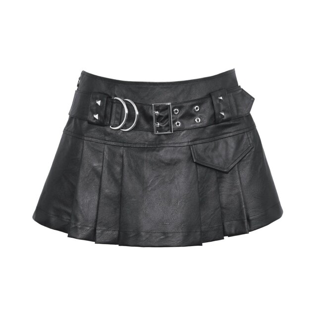 Ultra-short gothic pleated mini Bratty Behaviour made of faux leather