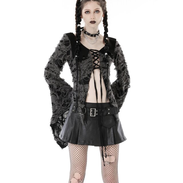 Ultra-short gothic pleated mini Bratty Behaviour made of faux leather