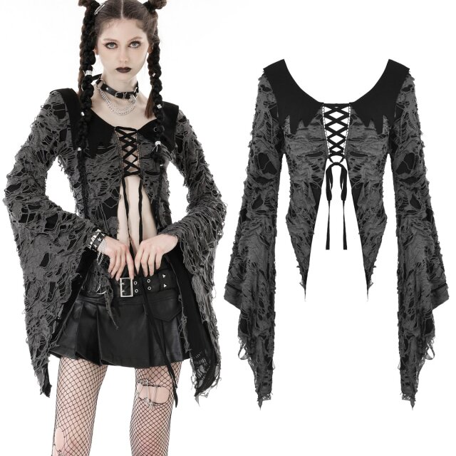 Dark In Love Langarm-Fetzenshirt (JW242) im Cardigan-Look...