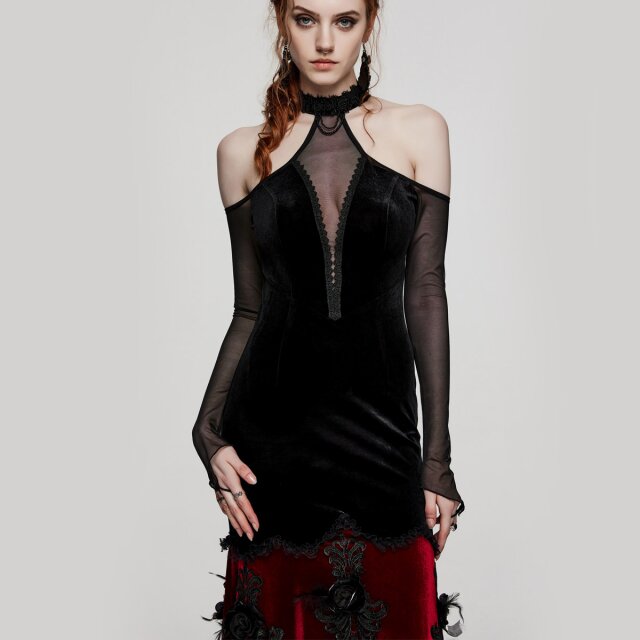Long PUNK RAVE halterneck dress Sublimity of Darkness in mermaid line
