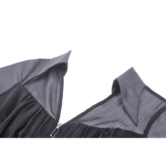 Chiffon-Minikleid Black Puppet mit Kunstleder-Korsage S