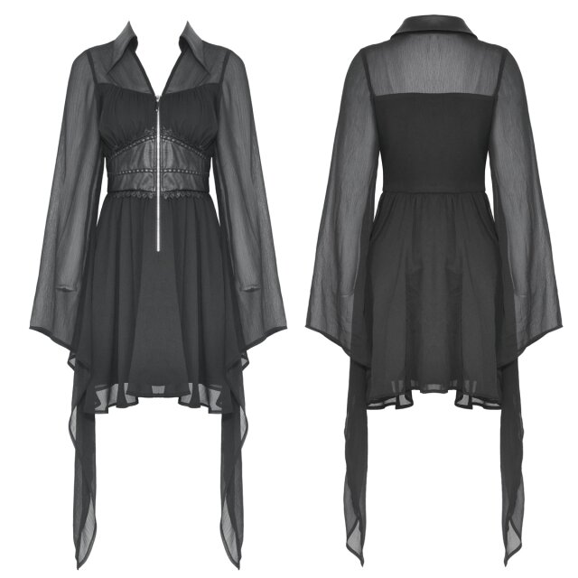 Mini chiffon dress Black Puppet with faux leather corsage