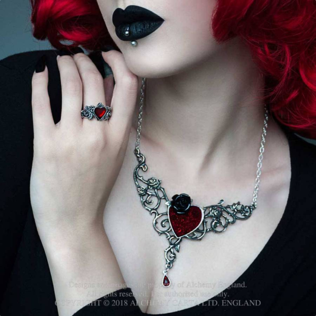 Gothic necklace The Blood Rose Heart