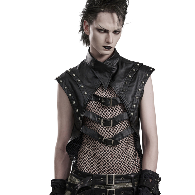 Post-apocalypse shirt Aegon with mesh and faux leather details