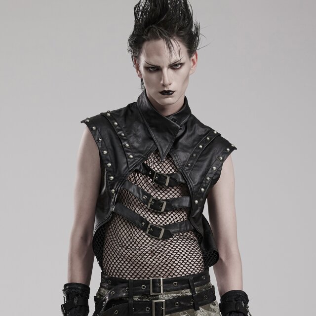 Postapokalypse Shirt Throne of Aegon mit Netz und Kunstleder-Details