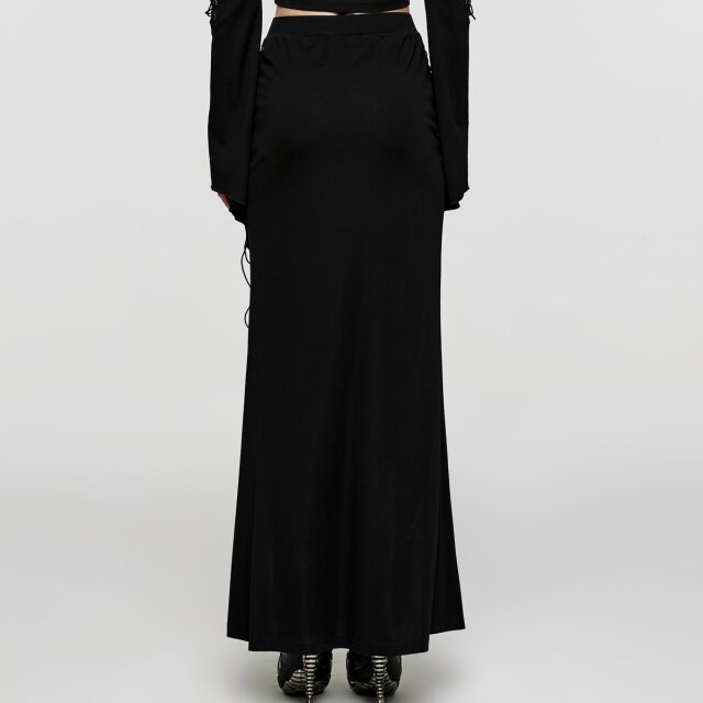 Long slim PUNK RAVE skirt Worshipped Hecate with skull print