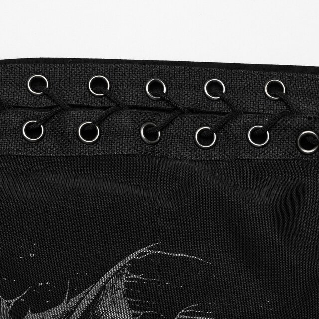 Long slim PUNK RAVE skirt Worshipped Hecate with skull print
