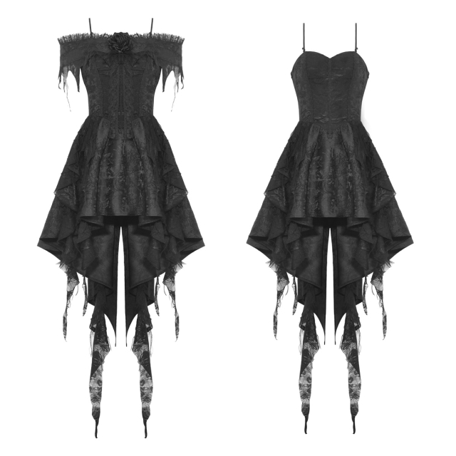Tapered hi-low dress Lilith with straps