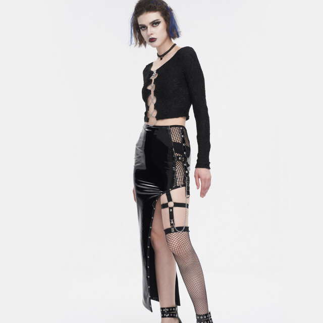 Asymmetric PVC skirt Dominia with chain