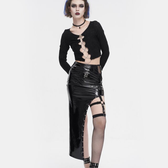 Asymmetric PVC skirt Dominia with chain
