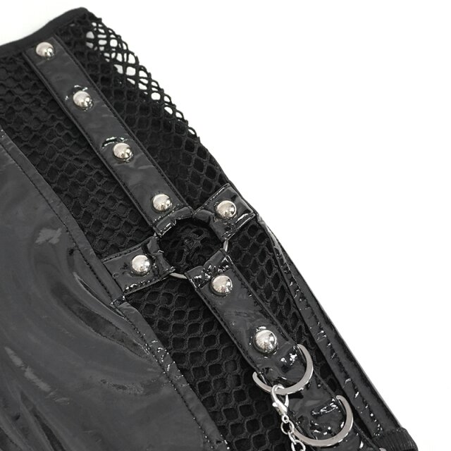 Asymmetric PVC skirt Dominia with chain