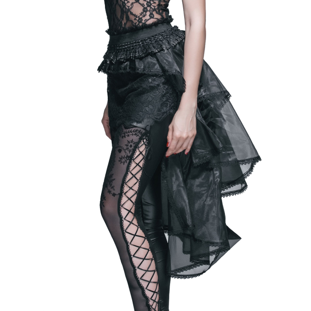 Burlesque- / Gothic- lace mini skirt Meera with train - size: L